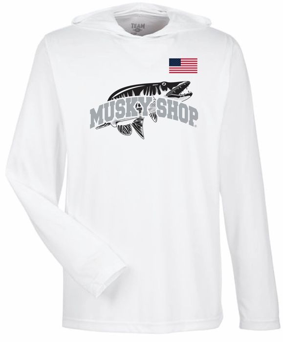 Рыболовная рубашка Musky Shop Team 365 Performance Long Sleeve Hoodie UV White Grey