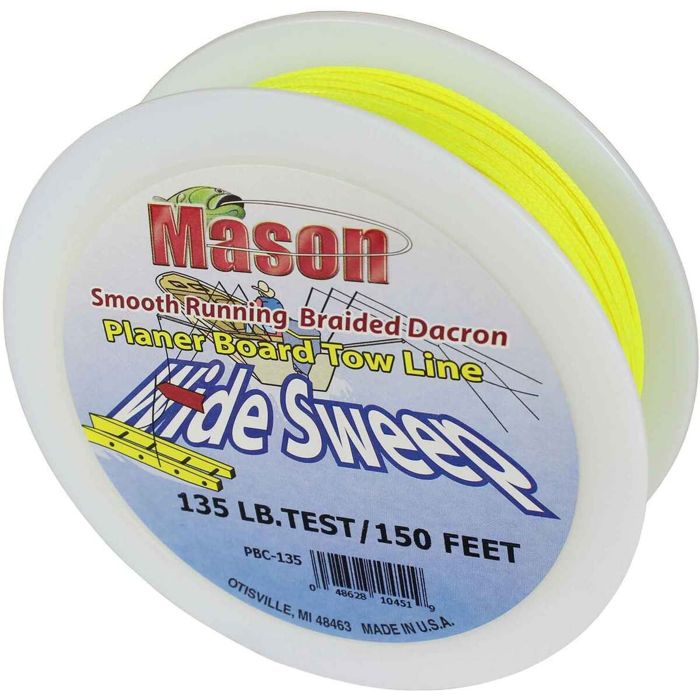 Даунриггер Mason Tackle Wide Sweep Planer Board Tow Line - 135lb, Chartreuse, 150yd
