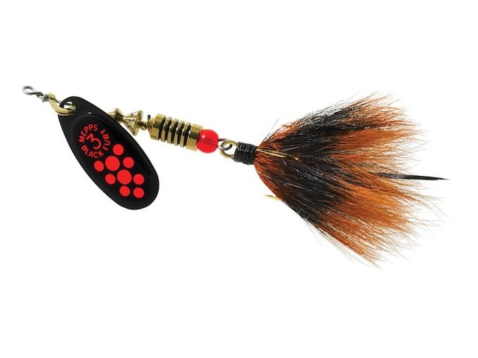 Блесна Mepps Aglia Black Fury Dressed Inline Spinner 1/4oz Gray & Orange Tail Fluorescent