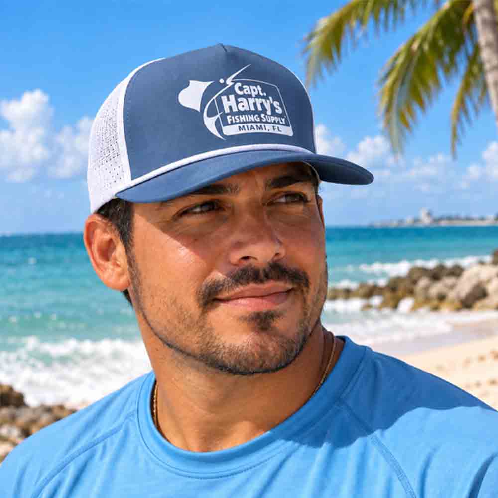 Головной убор Capt. Harry's Products Capt. Harry's Blue And White 5 Panel Hat With Rope