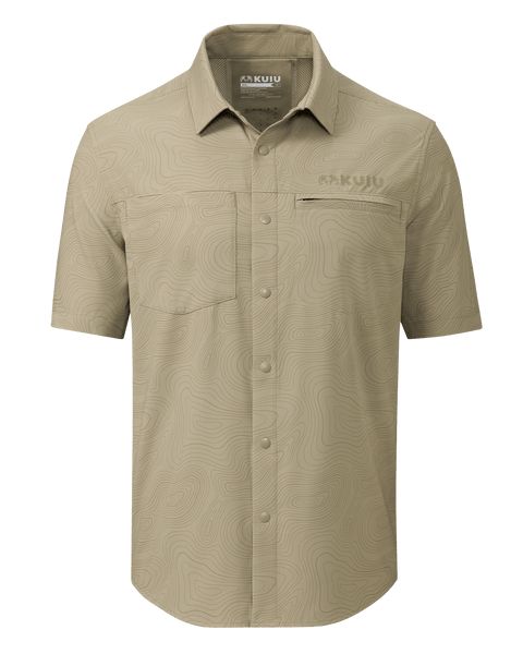 Рыболовная рубашка KUIU Mesa Vented SS Snap Shirt Topo | Bone Topo Print