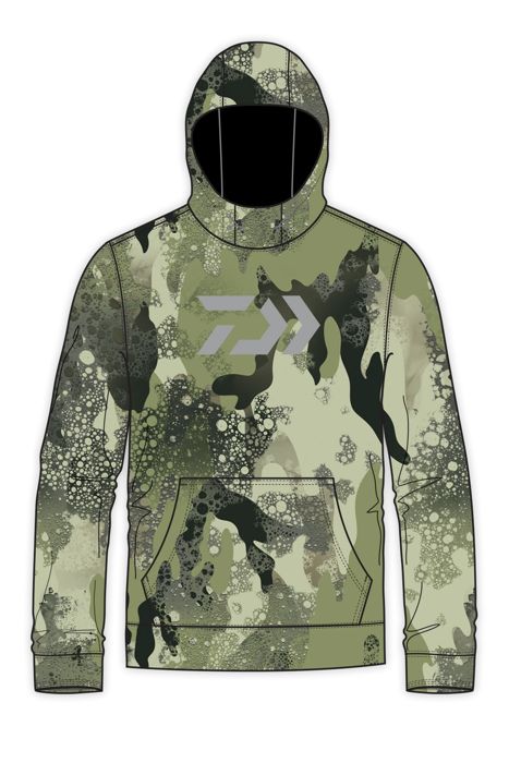 Рыболовная рубашка DAIWA D-Vec Grey Logo Woods Camo Fleece Hoodie
