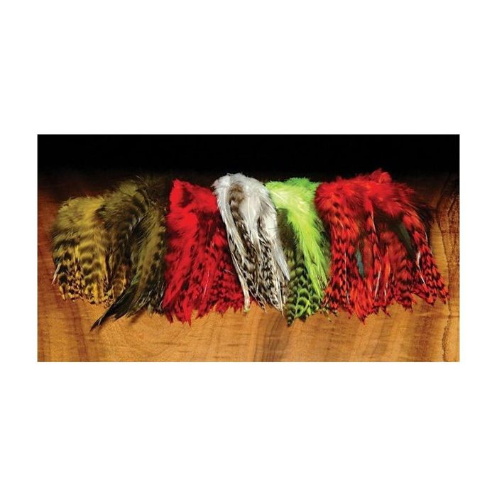 Материал для вязания мушек Hareline Strung 4-6" Grizzly Variant Saddle Hackle