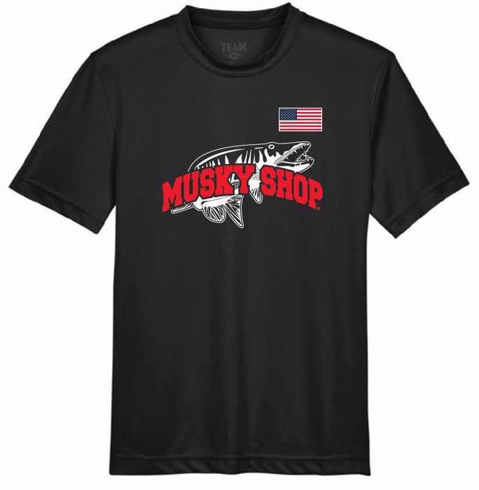 Рыболовная рубашка Musky Shop Youth T-Shirt Team 365 Performance Black Red