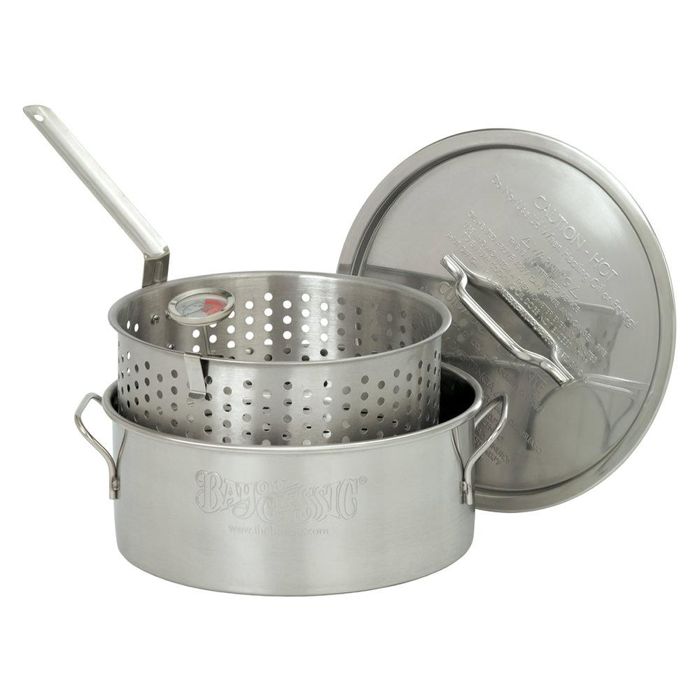 Походная посуда Bayou Classic 10-qt Stainless Fry Pot With Lid & Thermometer
