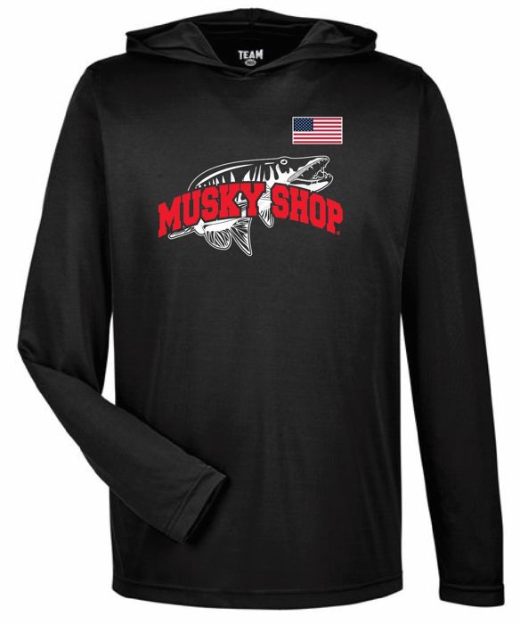 Рыболовная рубашка Musky Shop Team 365 Performance Long Sleeve Hoodie UV Black Red