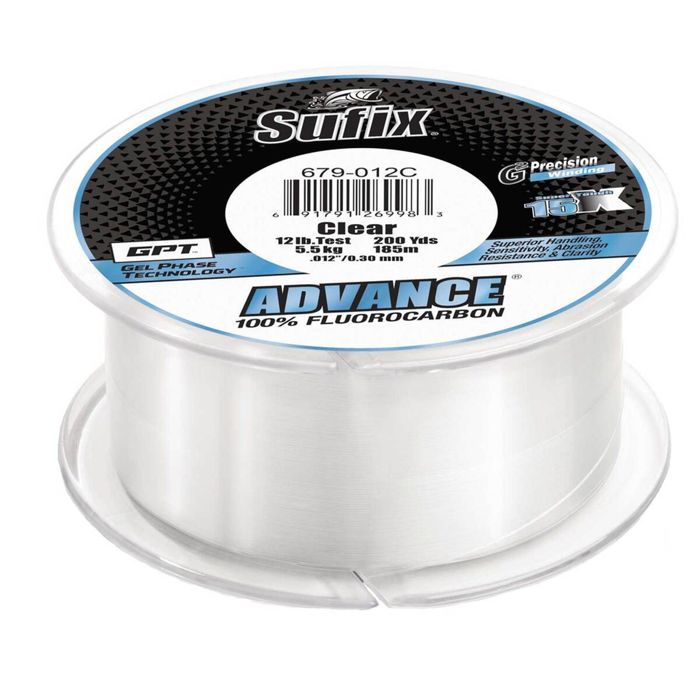 Флюорокарбоновая леска Sufix Advanced Fluorocarbon Fishing Line - Clear, 30lbs, 200yds