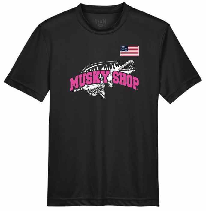 Рыболовная рубашка Musky Shop Youth T-Shirt Team 365 Performance Black Pink