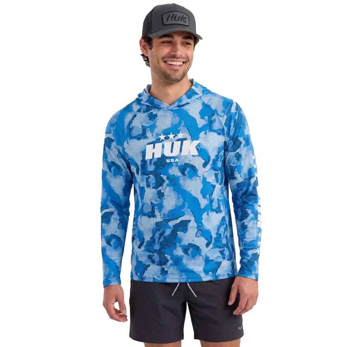 Рыболовная рубашка Huk Men's Airweight America 250 KC Print Long Sleeve Fishing Shirt