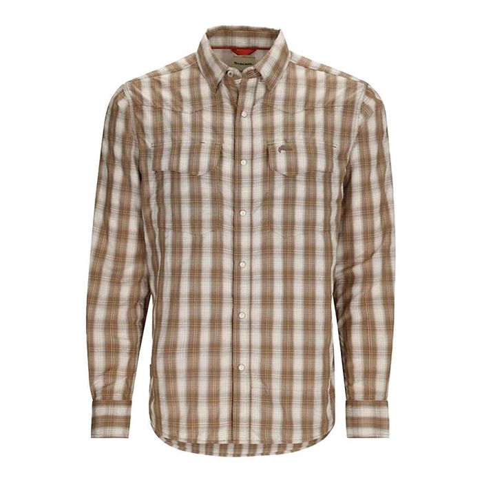 Рыболовная рубашка Simms Men's Big Sky Long Sleeve Fishing Shirt - Driftwood Plaid - XXL