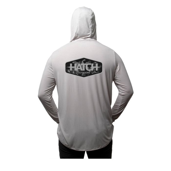 Рыболовная рубашка Hatch Outdoors, INC Bamboo Sun Hoodie, Camo Marquee, Grey