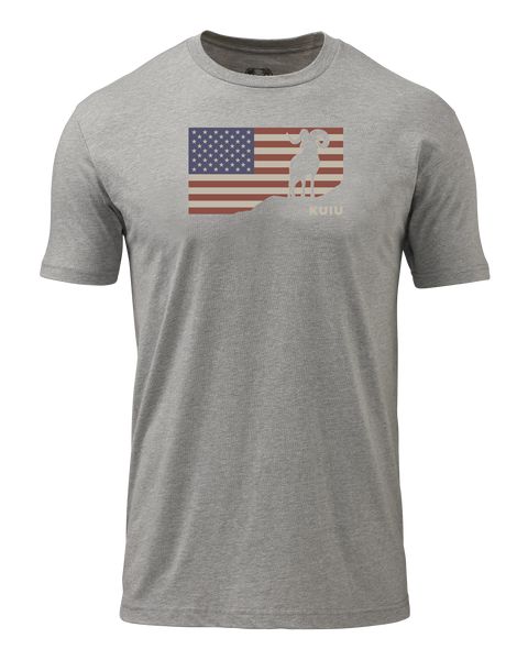 Рыболовная рубашка KUIU Ram Flag T-Shirt | Heather Grey
