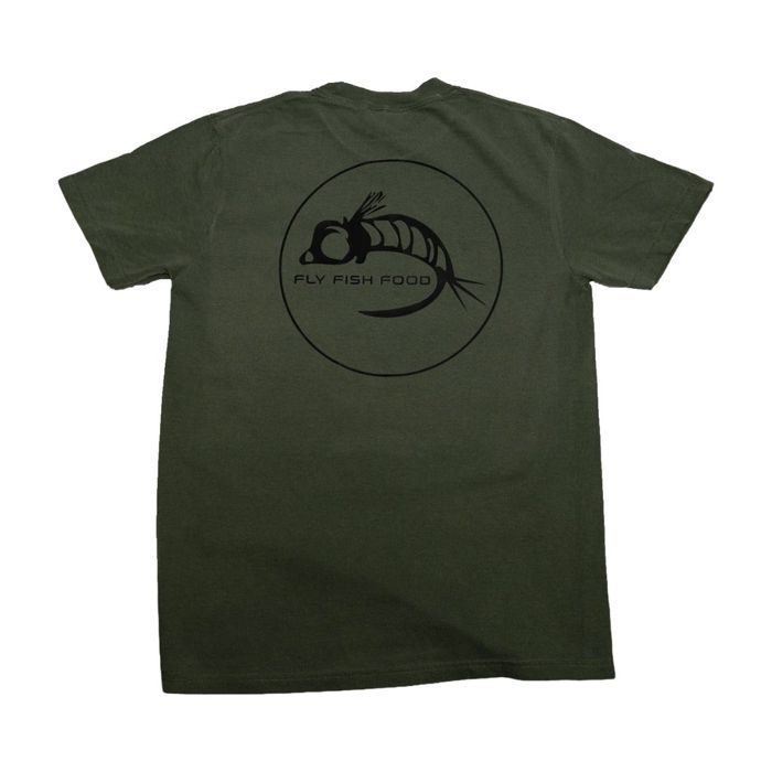 Рыболовная рубашка Fly Fish Food Custom Fly Fish Food Logo Tee - Olive