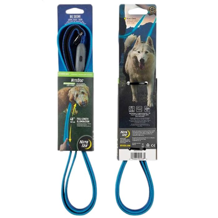 Снаряжение для собаки NiteDog Rechargeable 48in Dog Leash - Blue