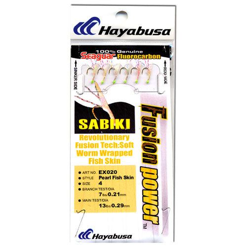 Готовая оснастка Hayabusa Sabiki EX020 Pearl Fish Skin Green Head Fluoro Sabiki Rig - 4