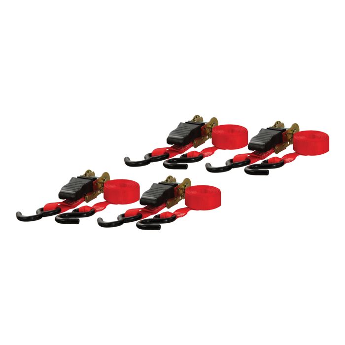 Стяжной ремень CURT 16' Red Cargo Straps with S-Hooks, 500 lbs., 4-Pack