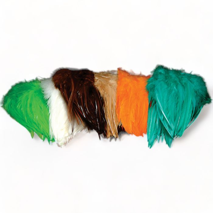 Материал для вязания мушек J. Stockard Fly Fishing 5-7" Dyed-Over-White Strung Saddle Hack