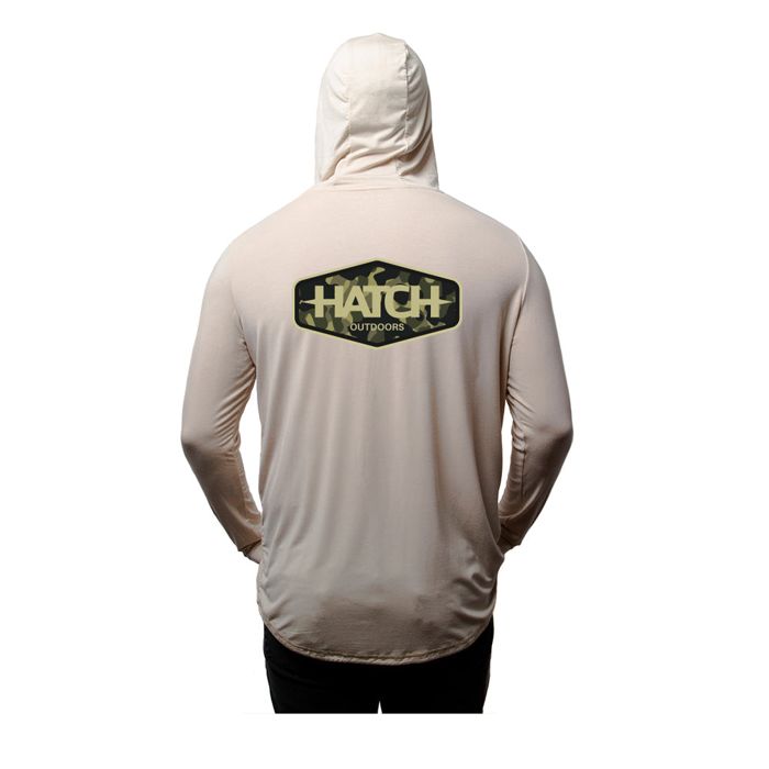 Рыболовная рубашка Hatch Outdoors, INC Bamboo Sun Hoodie, Camo Marquee, Sand